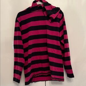 Supreme Striped Hooded Pullover - Black & Fuchsia Stripes